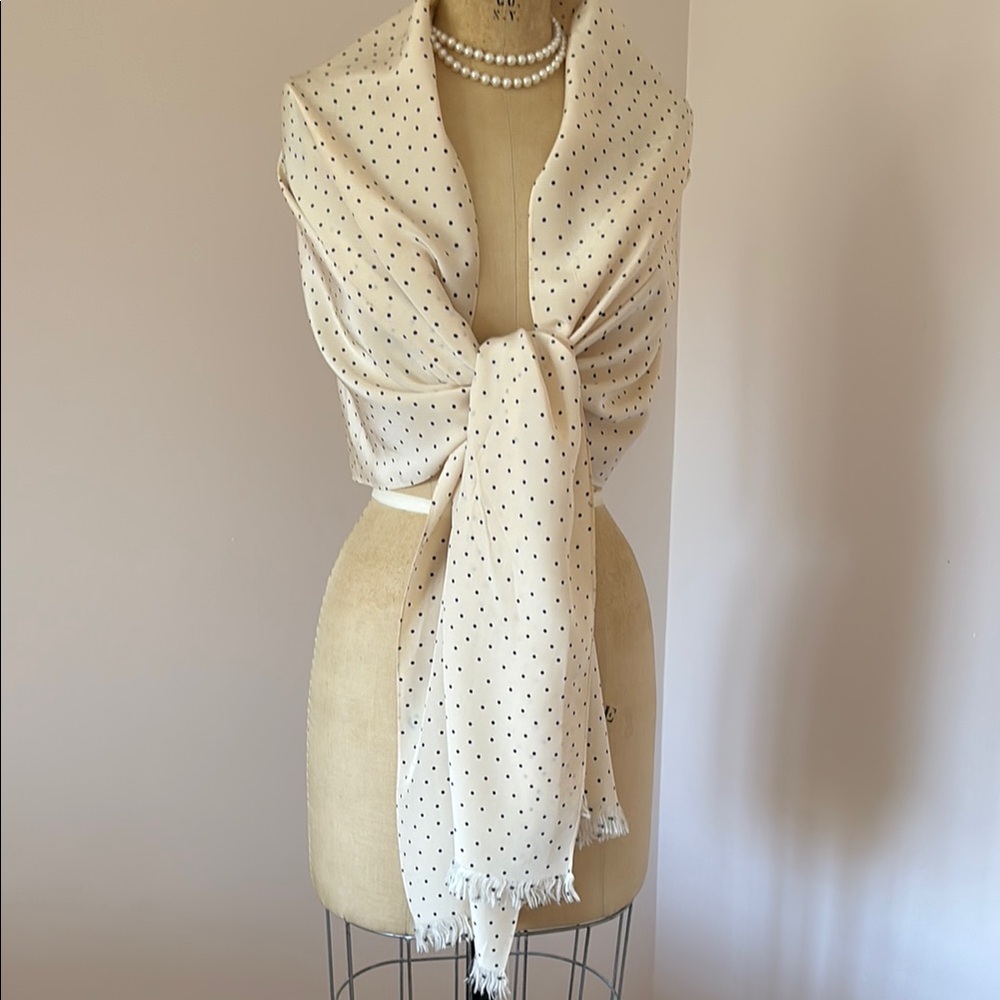 Elegant Cream Polka Dot Scarf